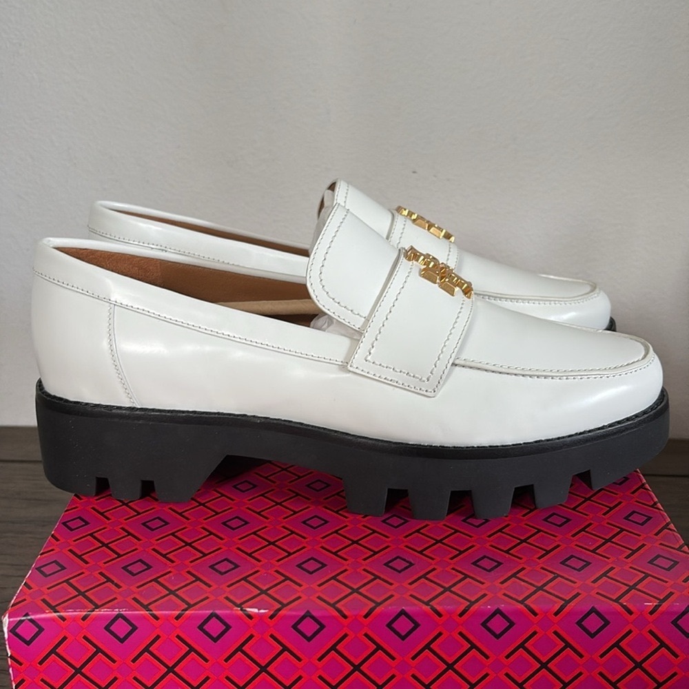 NIB [Tory Burch] Mini Everly Chunky Loafers Cambridge In New Ivory Women’s 10.5 - Picture 7 of 15